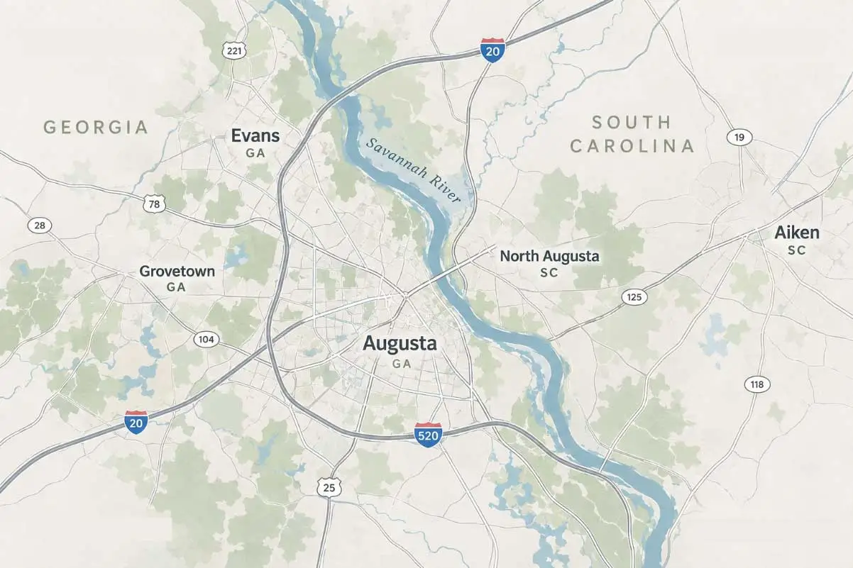 map of the central savannah river area